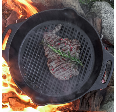 Gietijzeren grillpan met handvat 30cm voorbeeld| Kamado Grills