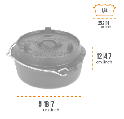 ft3-t Dutch Oven afmeting | Kamado Grills